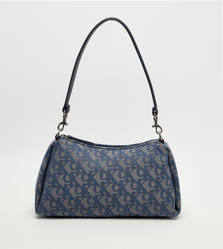 Monogram Printed Zippered Shoulder Bag
