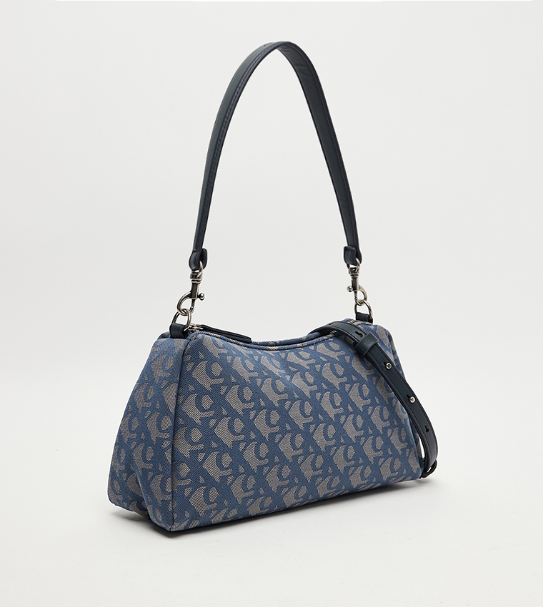 Monogram Printed Zippered Shoulder Bag