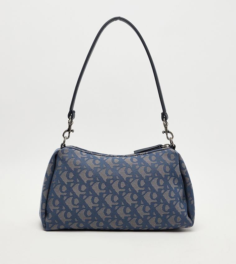 Monogram Printed Zippered Shoulder Bag