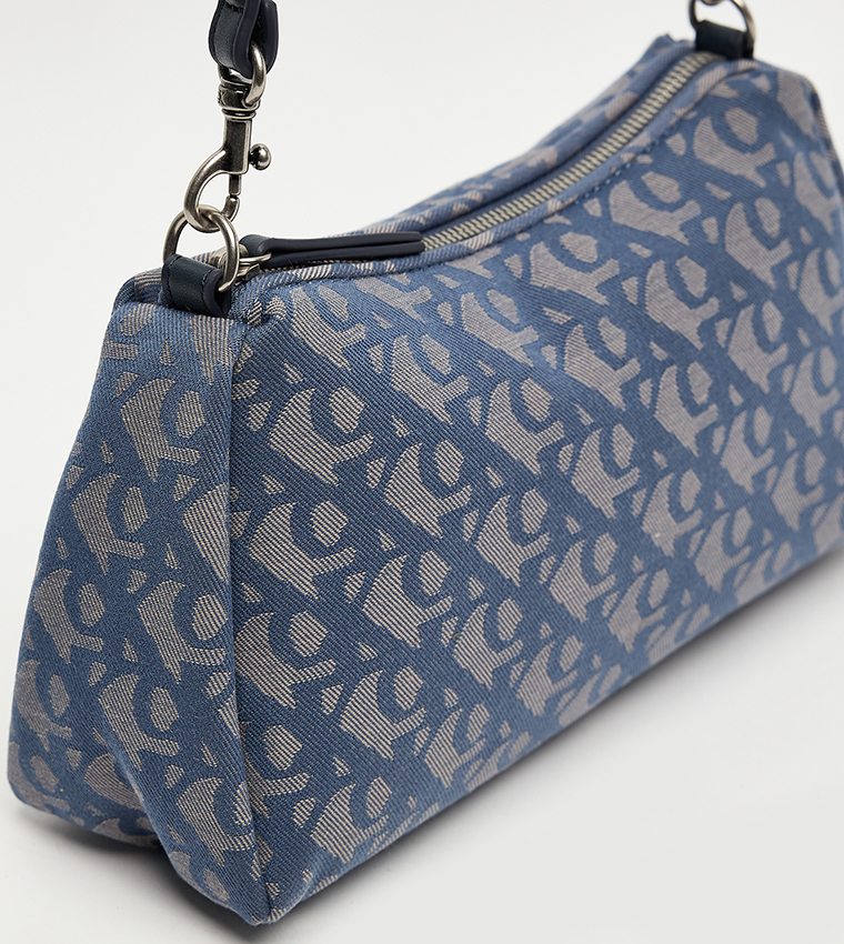 Monogram Printed Zippered Shoulder Bag