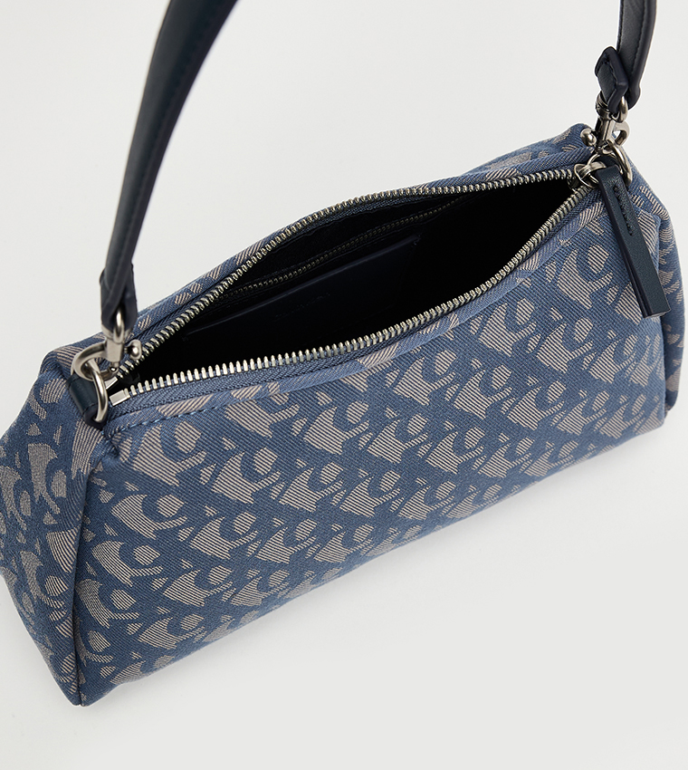 Monogram Printed Zippered Shoulder Bag