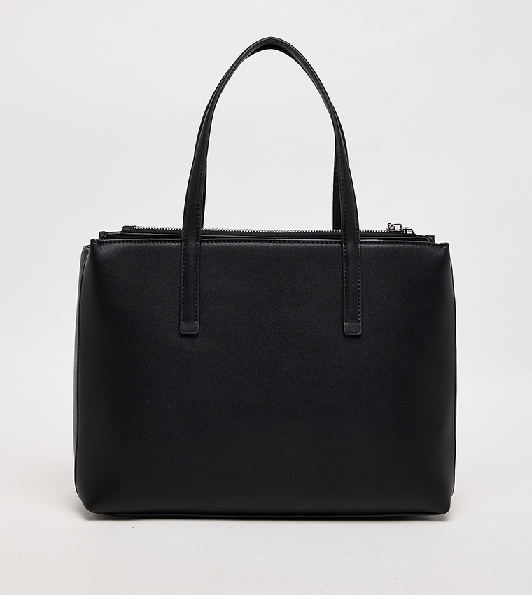Textured Zip Closure Tote Bag