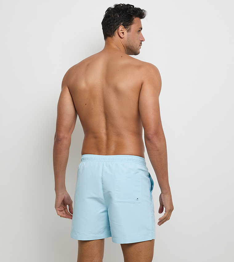 Logo Printed Drawstring Waistband Swim Shorts
