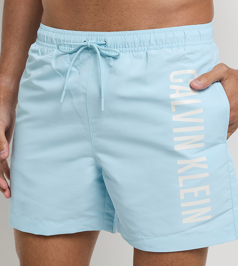 Logo Printed Drawstring Waistband Swim Shorts
