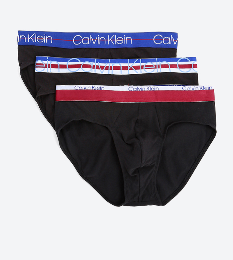 Buy Calvin Klein Hip Brief 3Pk B Navy Seal /Rasp Jam /White Wb In