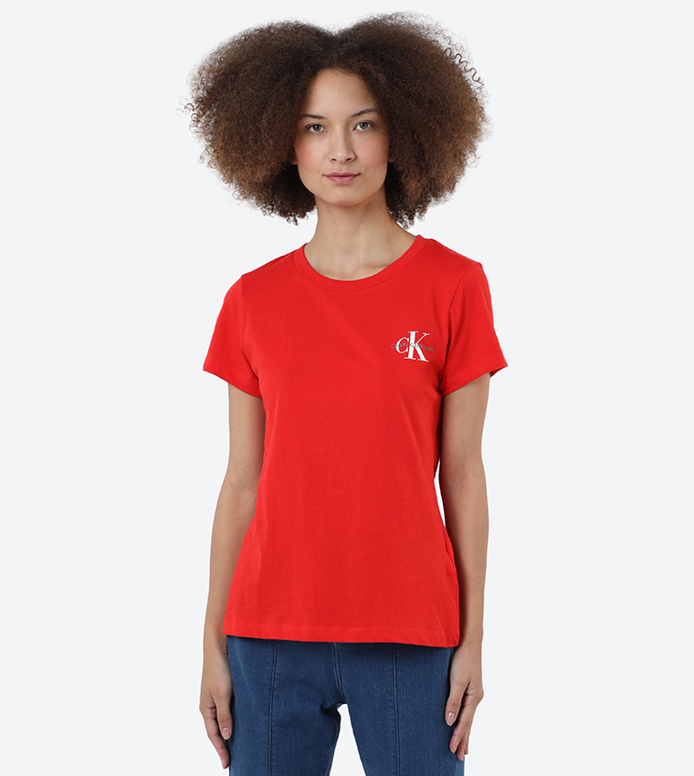 Calvin klein white and red t shirt best sale