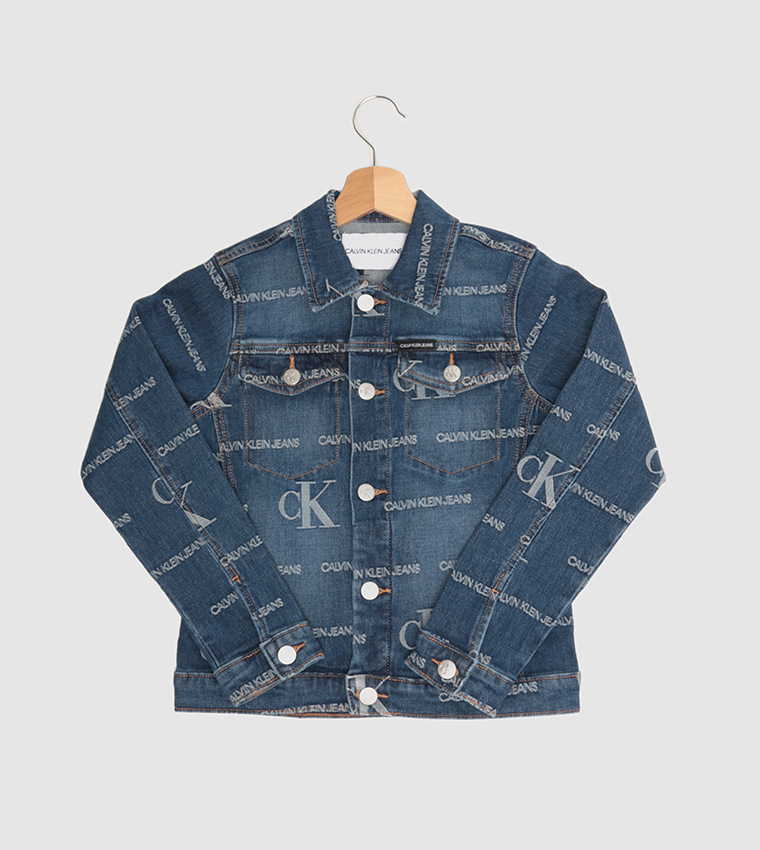 Buy Calvin Klein Logo Printed Denim Jacket In Blue 6thStreet Oman