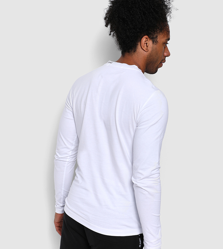 Calvin Klein Center Monogram Long Sleeves Tee White | 6thStreet.com Oman