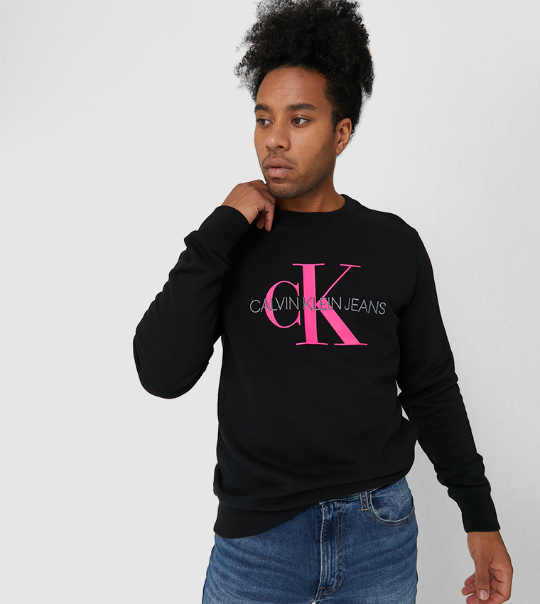 Buy Calvin Klein Monogram Reg Crew Neck Black In Black 6thStreet UAE