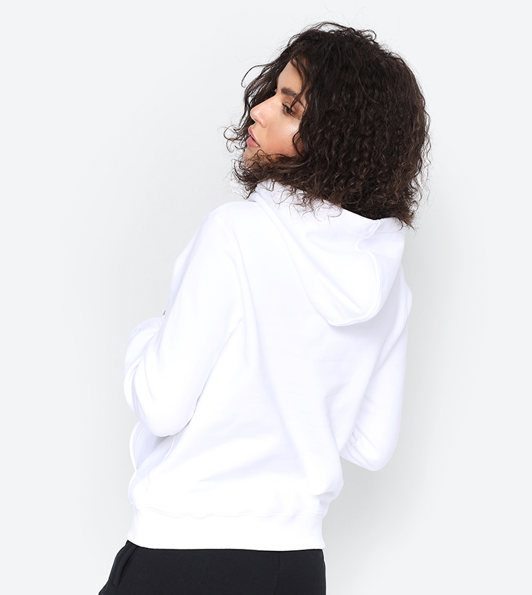 Buy Calvin Klein Glitter Monogram Hoodie White In White 6thStreet Qatar