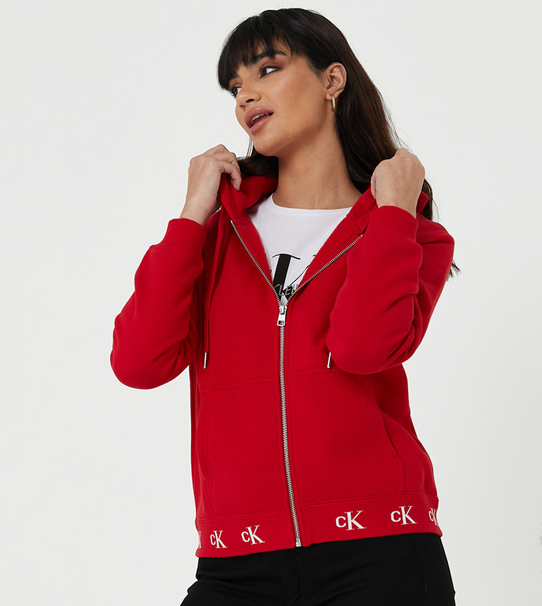 Calvin klein hoodie red hotsell