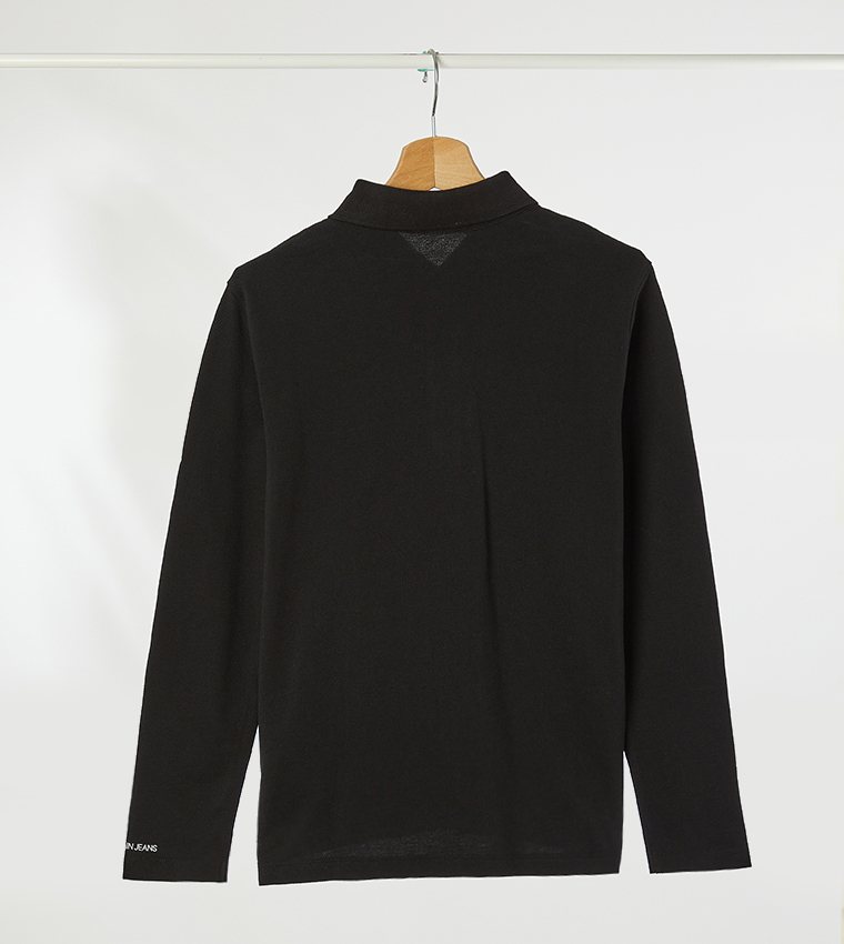 Buy Calvin Klein Long Sleeve Polos CK Black In Black 6thStreet