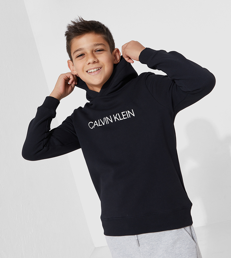 Calvin klein organic cotton logo hoodie sale