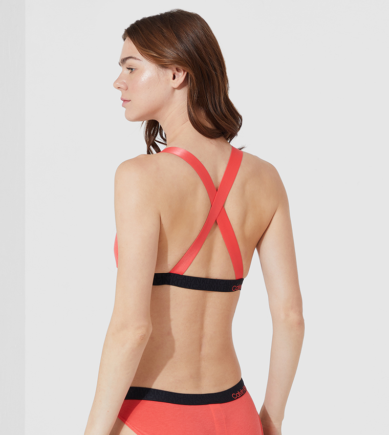 Calvin Klein Underwear Women's Stripe Lace Unlined Triangle Bralette, Large  