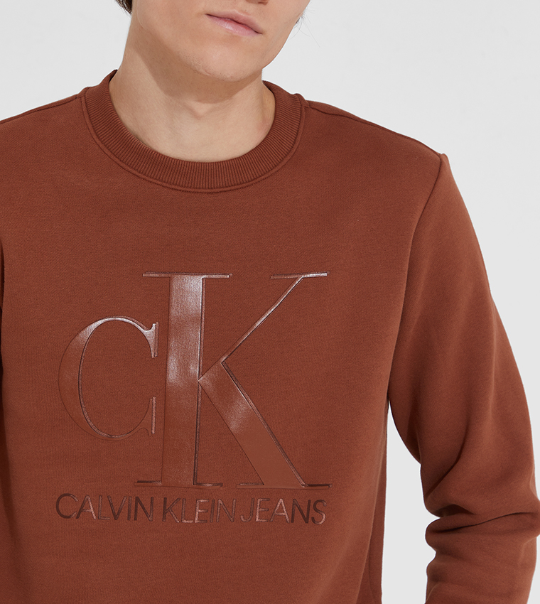 Buy Calvin Klein Long Sleeve Logo Sweatshirt In Brown 6thStreet