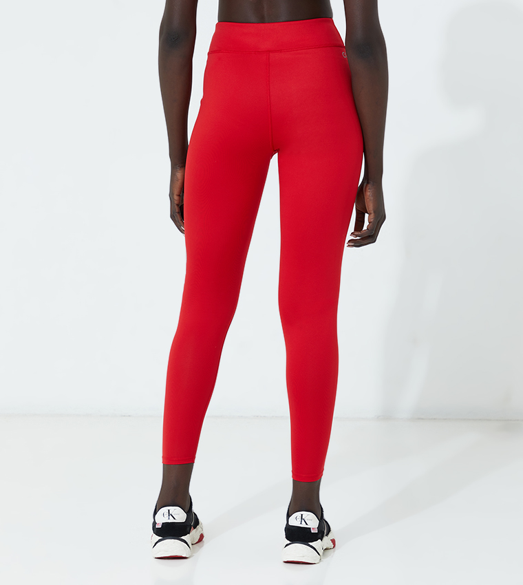 Buy Calvin Klein Logo Print Active Leggings In Red
