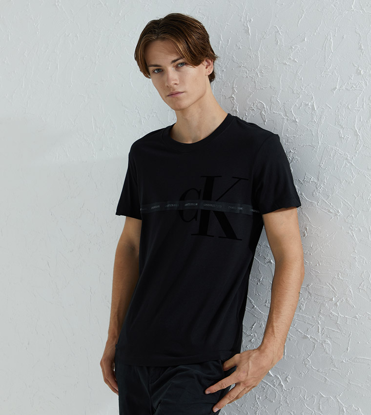 Buy Calvin Klein Flock Monogram Slim Fit T-Shirt - NNNOW.com