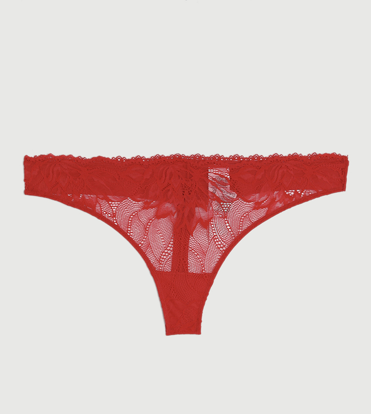 Calvin klein red lace thong best sale