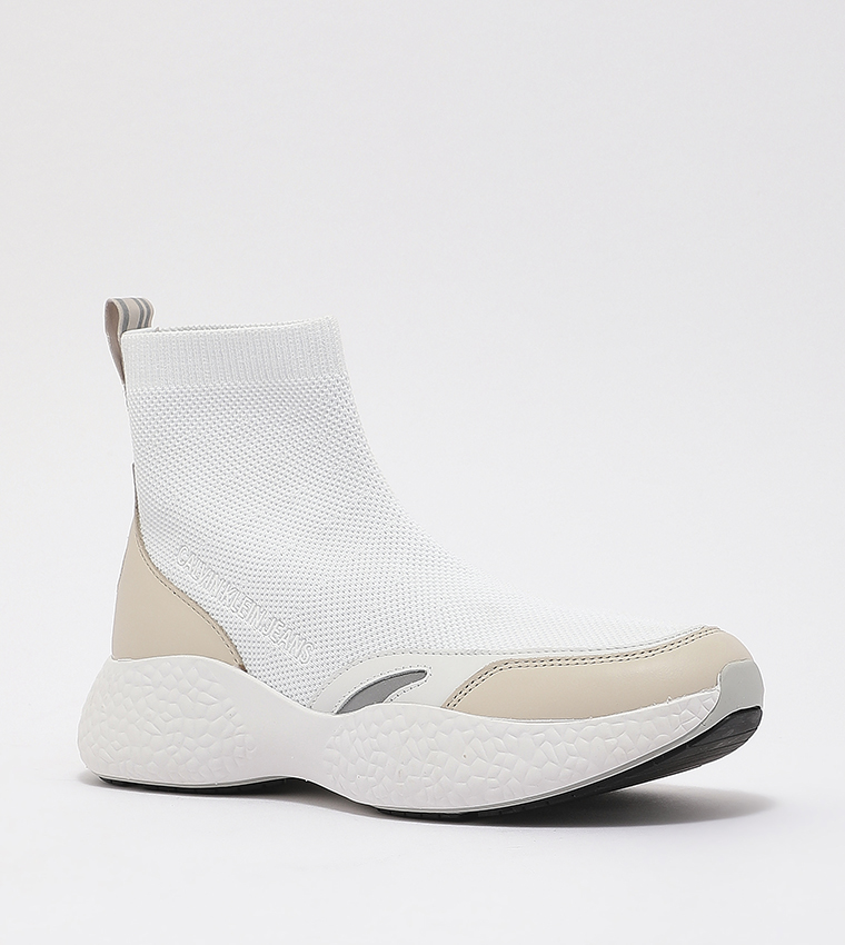 Buy Calvin Klein Sporty Runner Sock Shoes In White | 6Thstreet Kuwait