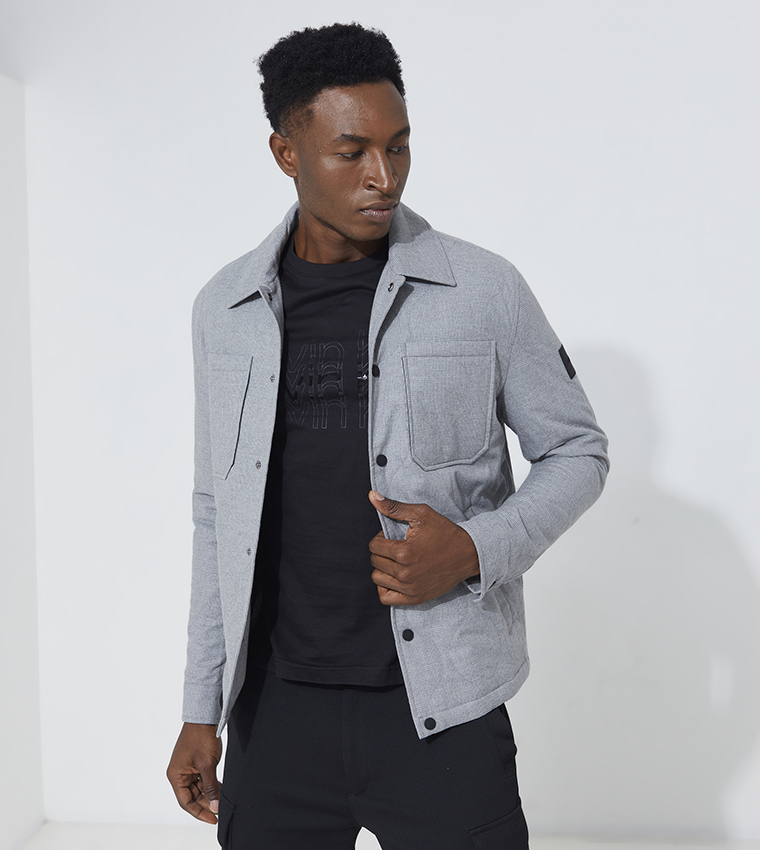 Buy Calvin Klein Two Tone Shirt Jacket In Grey | 6thStreet UAE