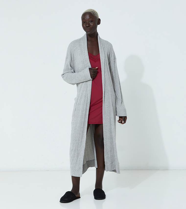 Buy Calvin Klein Basic Night Robes In Grey 6thStreet Saudi Arabia
