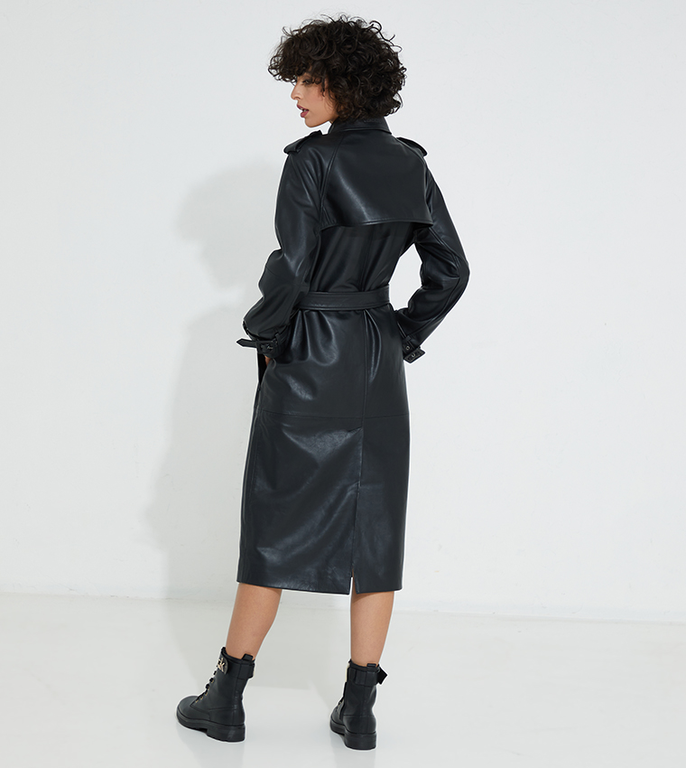 Calvin klein leather trench on sale coat