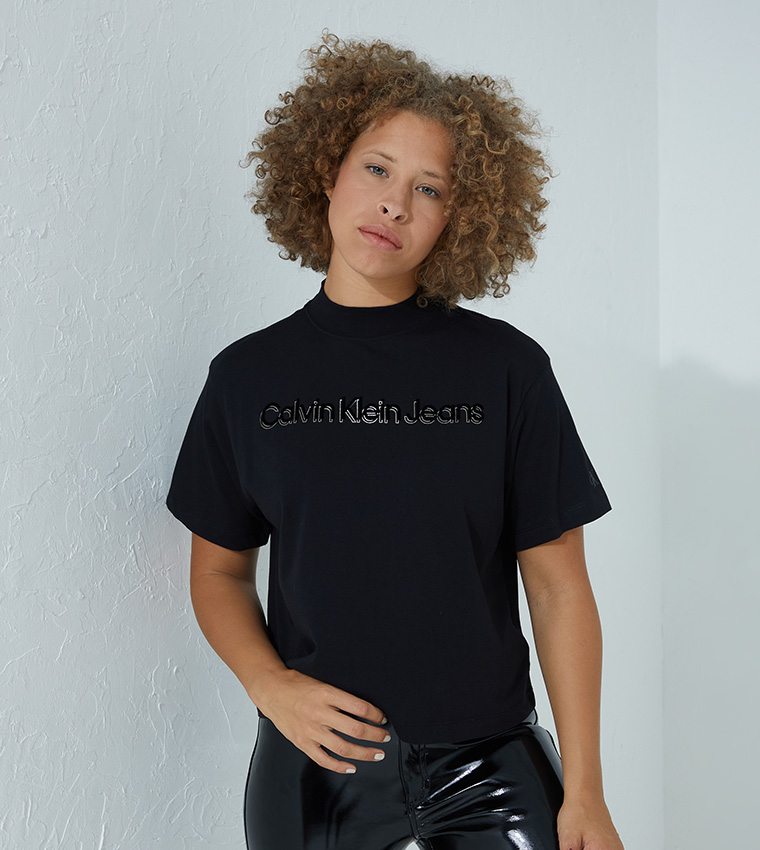 Buy Calvin Klein Printed Basic T Shirt In Black 6thStreet Bahrain