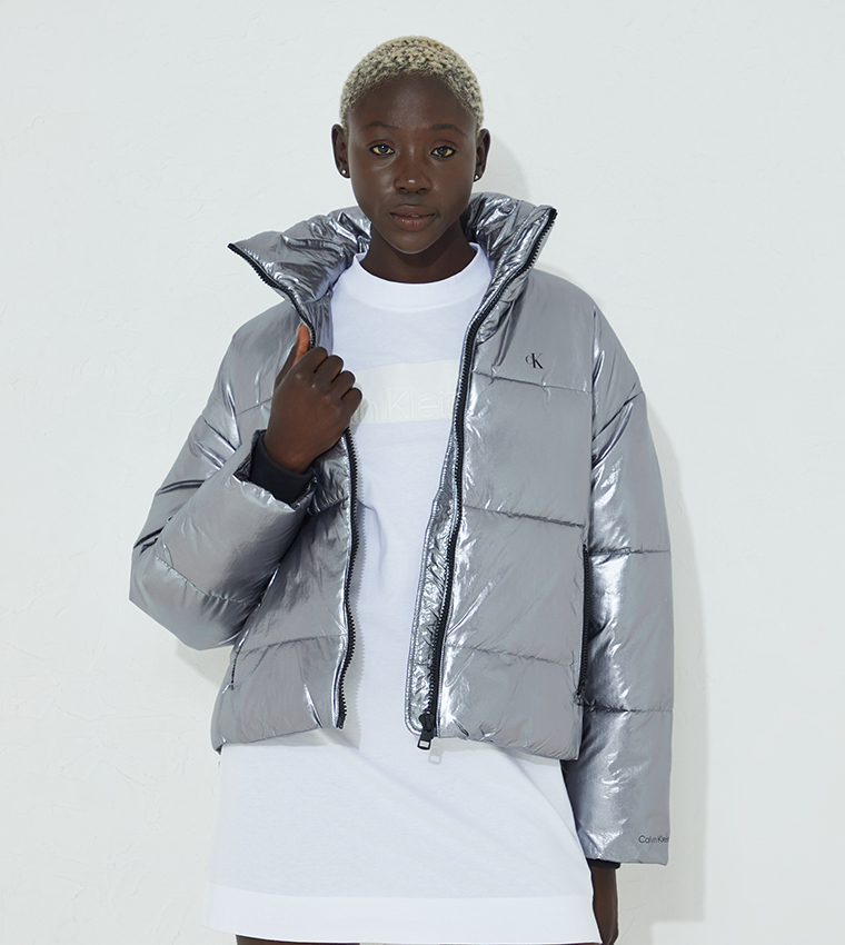 Buy Calvin Klein Oversized Puffer Jacket In Silver | 6thStreet Oman