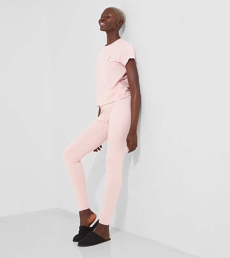 Buy Calvin Klein Logo Band Leggings In Pink