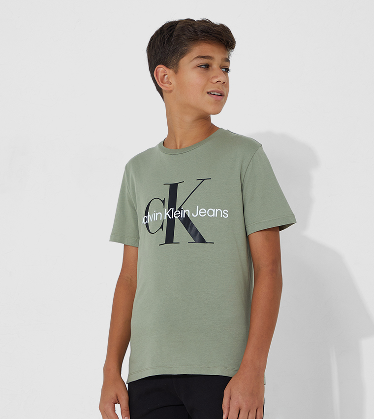 Buy Calvin Klein Monogram Logo Printed T Shirt In Khaki 6thStreet Qatar