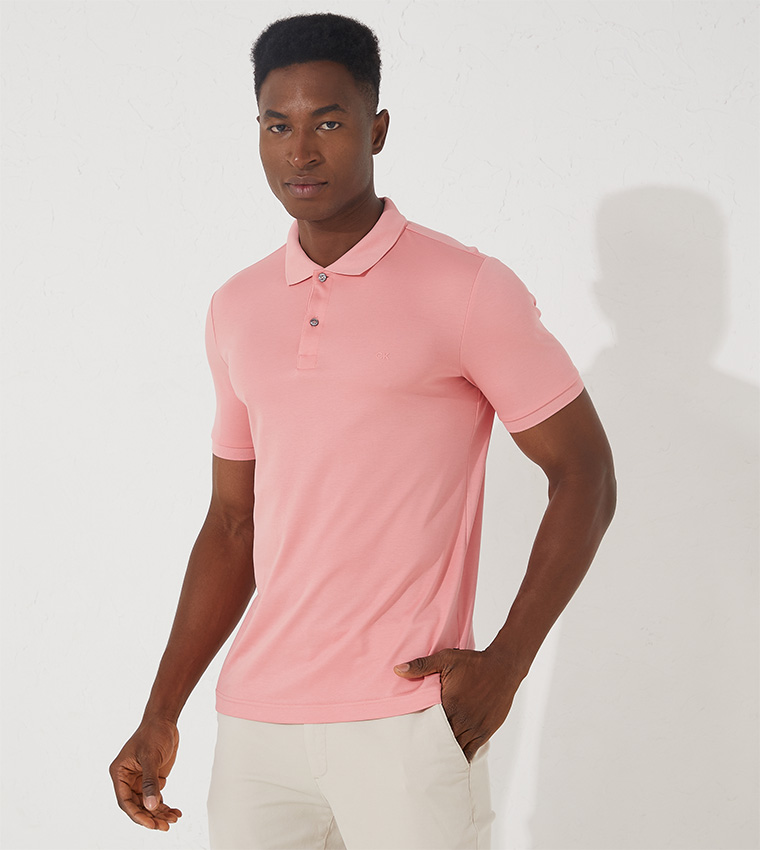 Buy Calvin Klein Liquid Touch Slim Polo T Shirt In Pink 6thStreet Qatar