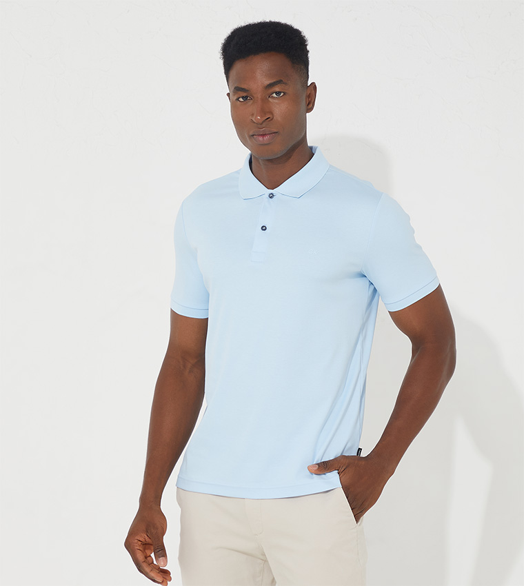 Buy Calvin Klein Liquid Touch Slim Polo T Shirt In Blue | 6thStreet Bahrain