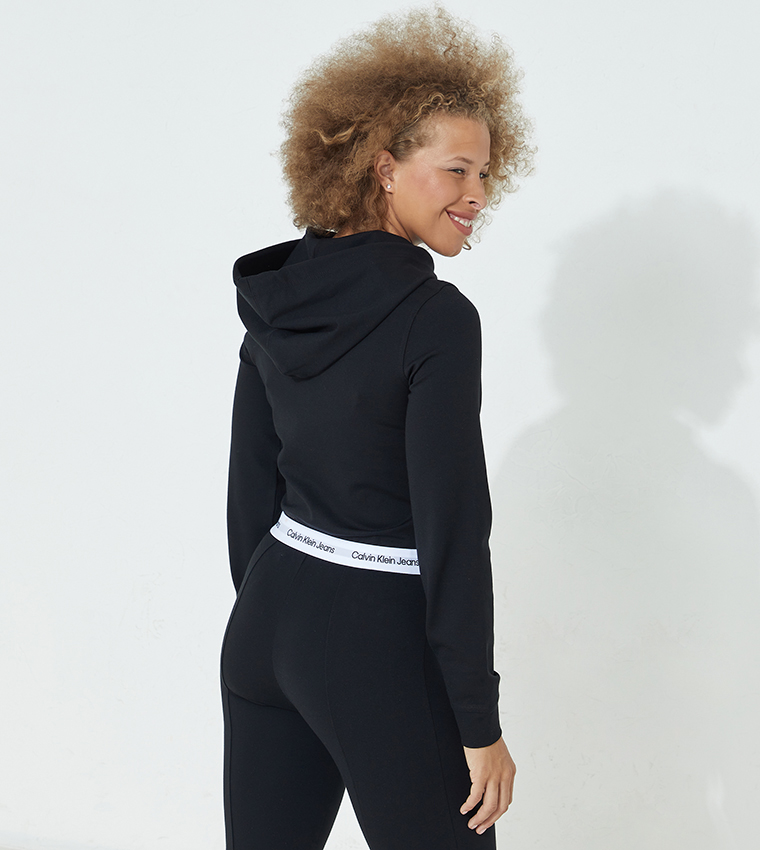 Buy Calvin Klein Contrast Tape Milano Hoodie In Black | 6thStreet Saudi  Arabia