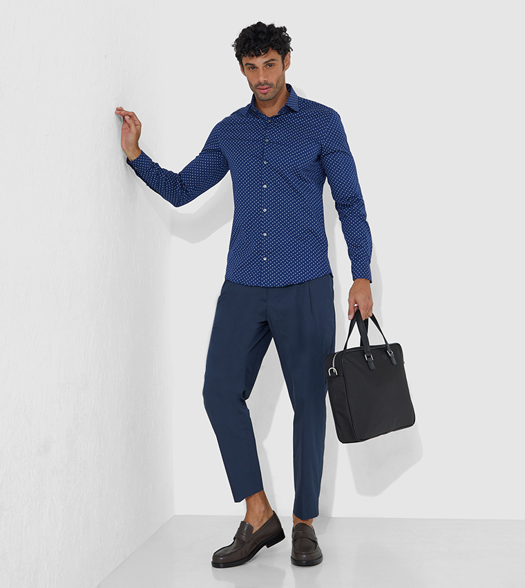 Printed Stretch Slim Fit Formal Shirt