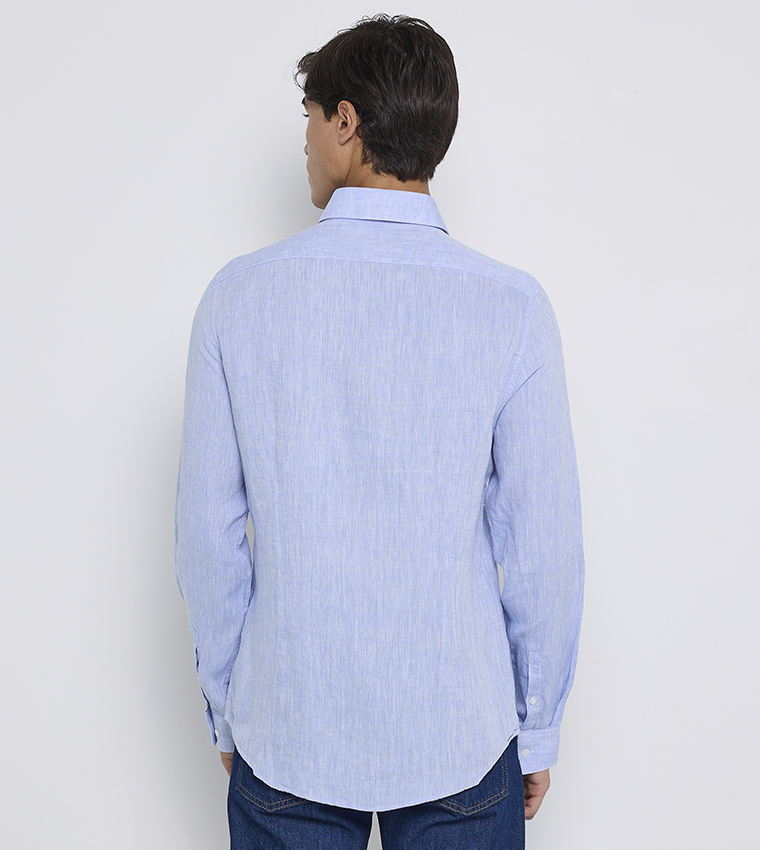 Solid Slim Fit Linen Shirt