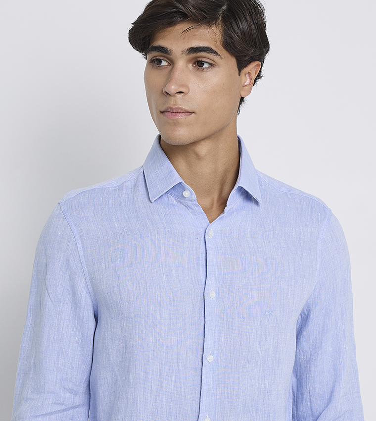Solid Slim Fit Linen Shirt