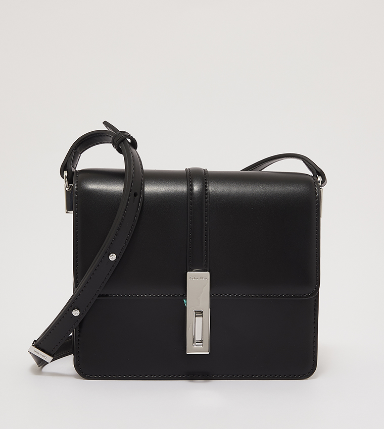 Structured black outlet crossbody bag