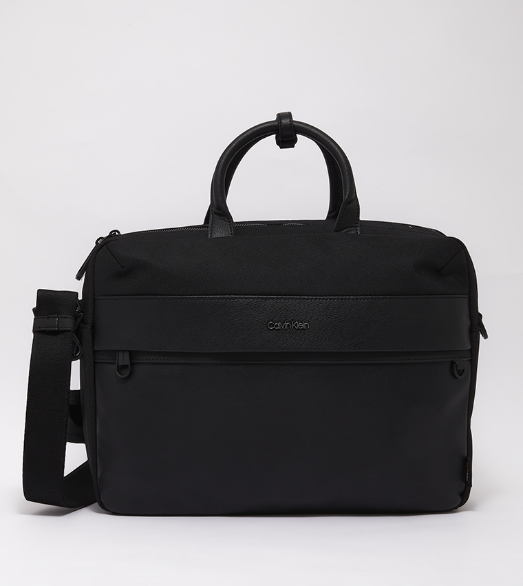 Buy Calvin Klein Remote 2G Logo Applique Laptop Bag In Black ...