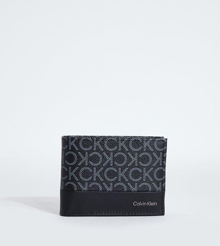 Buy Calvin Klein Subtle Mono Bi Fold Wallet In Black | 6thStreet Qatar