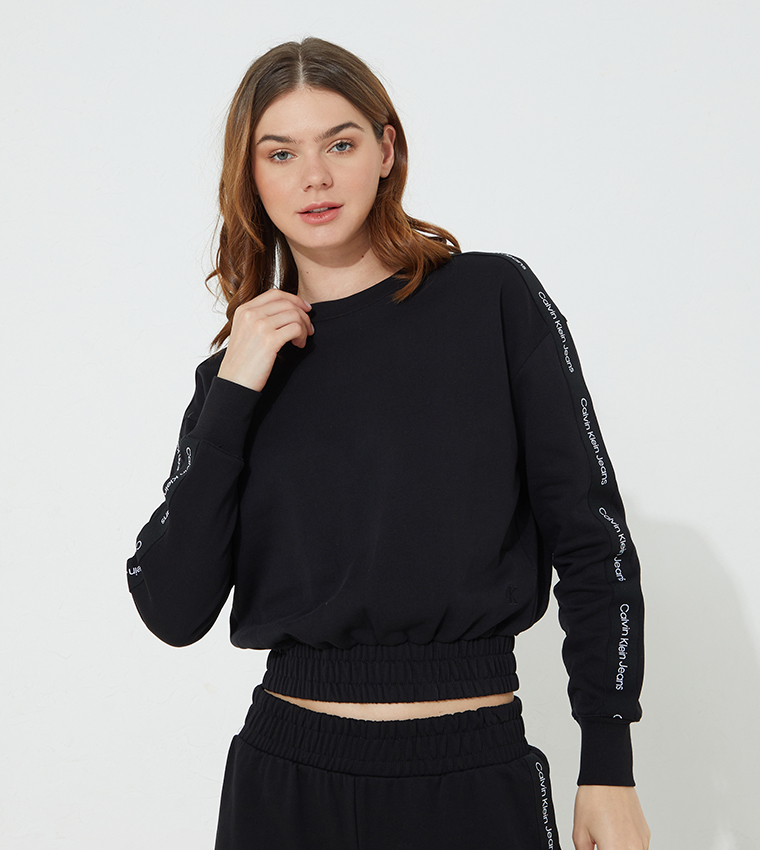 Buy Calvin Klein Logo Tape Sweatshirt In Black | 6thStreet UAE