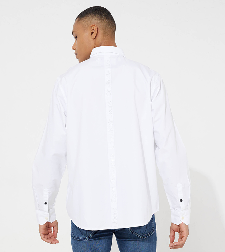 Buy Calvin Klein Logo Tape Casual Shirt In White 6thStreet Bahrain