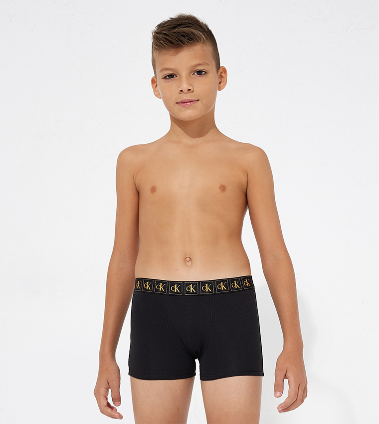 سروال داخلي ولادي بخصر مطاطي وطبعة - عبوة من قطعتين 