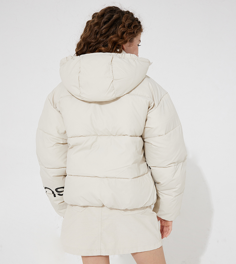 ASOS DESIGN oversized jersey hooded coat in cream