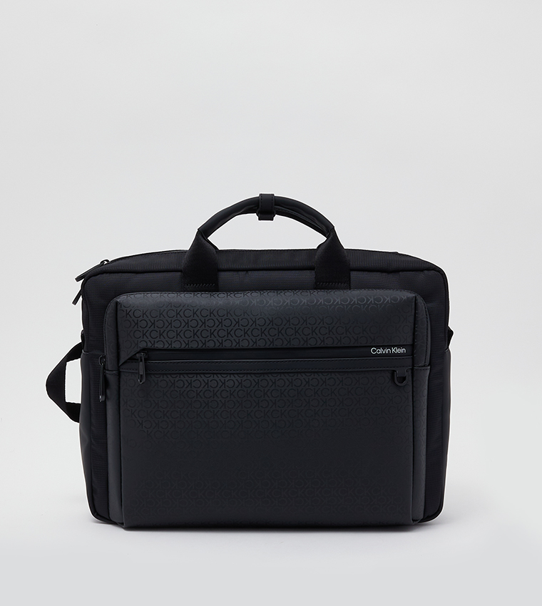 Calvin Klein Elevated monogram-print Laptop Bag - Black