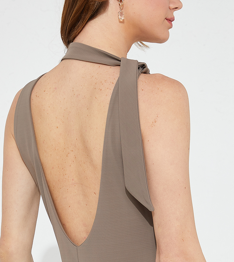 sachin and babi light blue dress Halter Neck Low Back Slip Dress In Cobalt main image 1