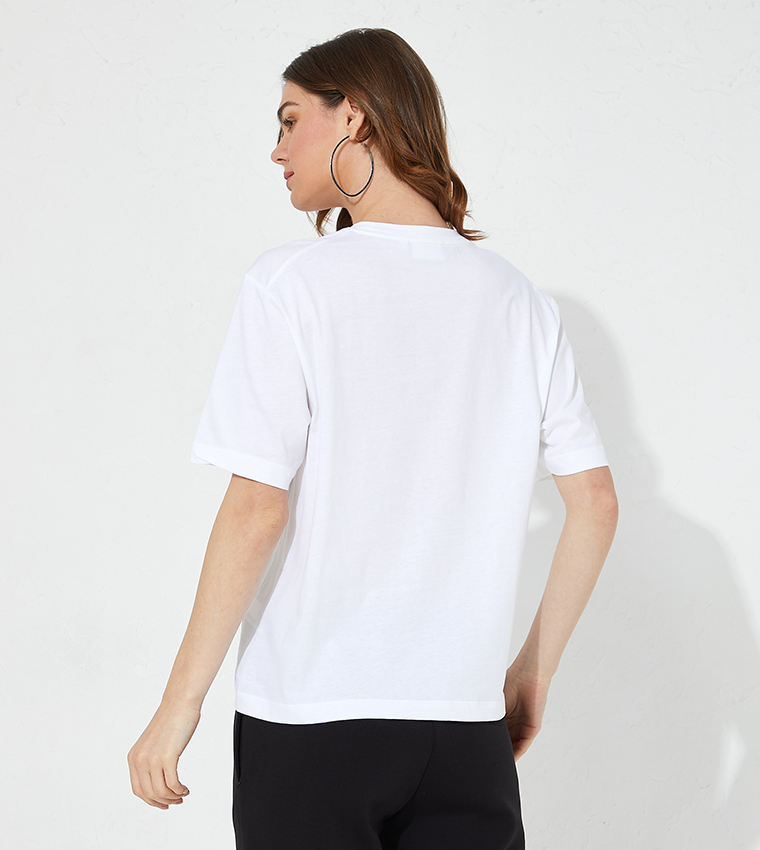 Calvin klein plain sales white t shirt women's