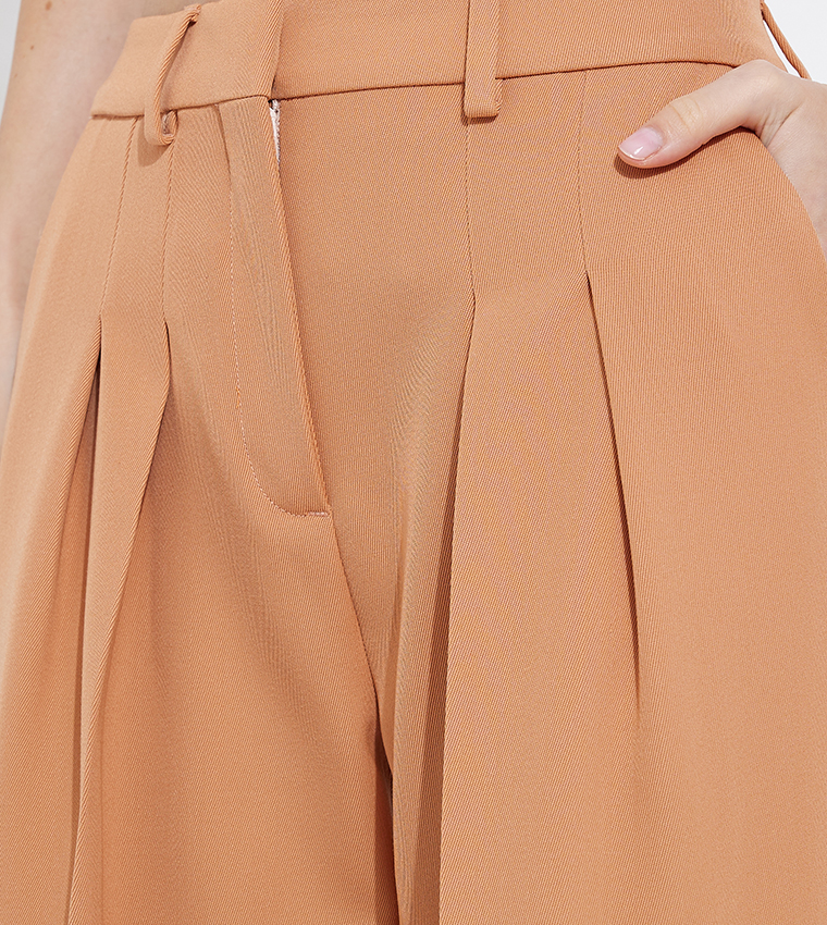 Calvin Klein High Waist Pleated Wide Leg Pant