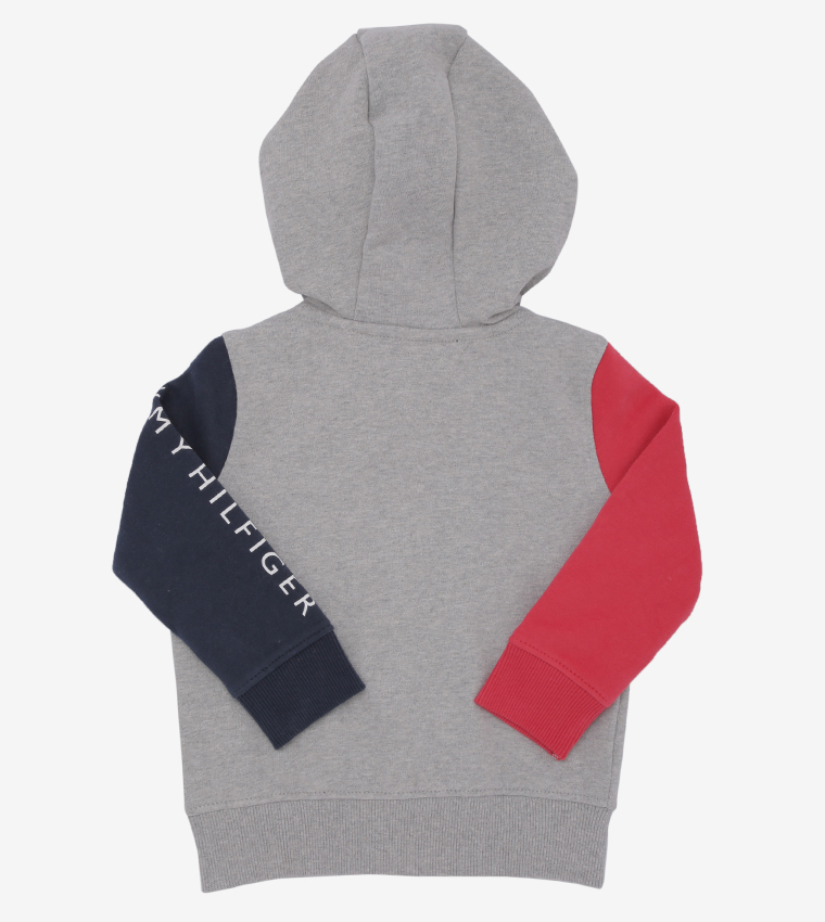 Buy Tommy Hilfiger Kids Colour Blocked Zip Thru Hoody In Grey