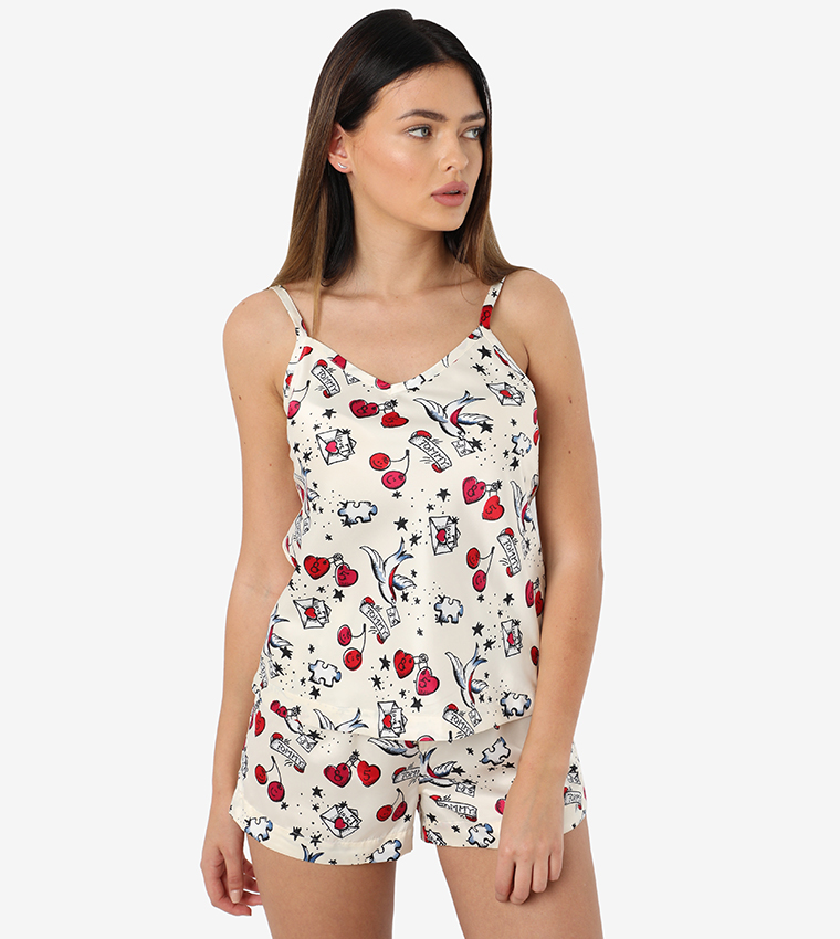 Printed Cami and Shorts Set