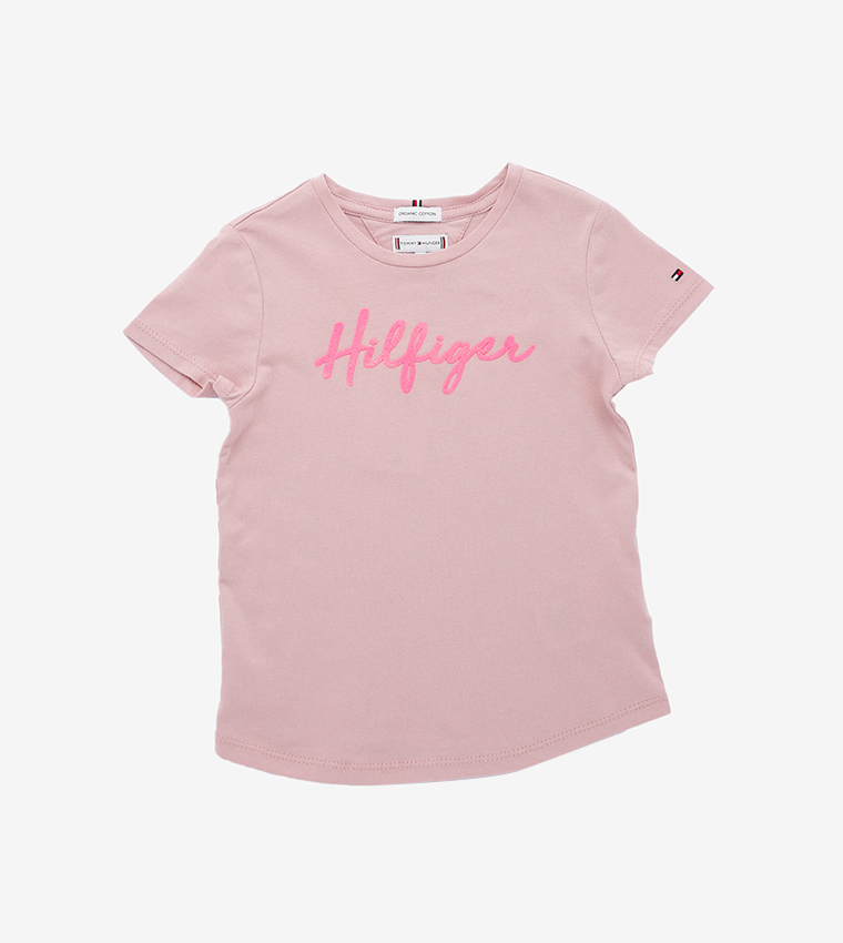 تيشيرت من القطن العضوي باللون الوردي 